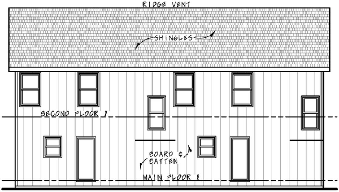 Rear Elevation for House Plan #158703