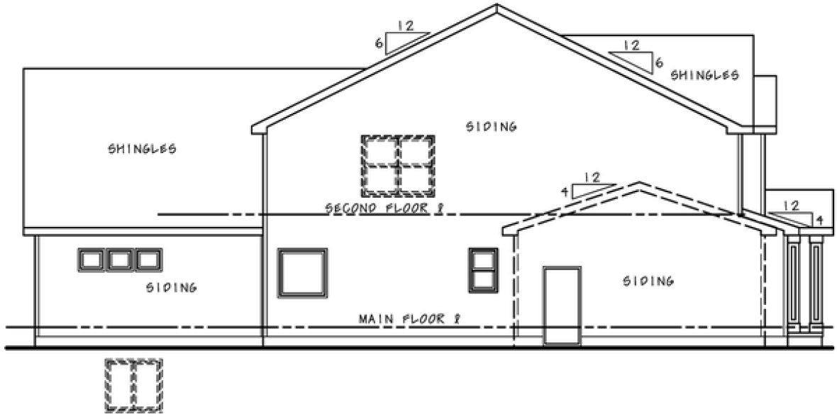 Left Elevation for House Plan #159372