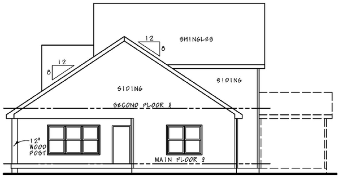 Rear Elevation for House Plan #159372