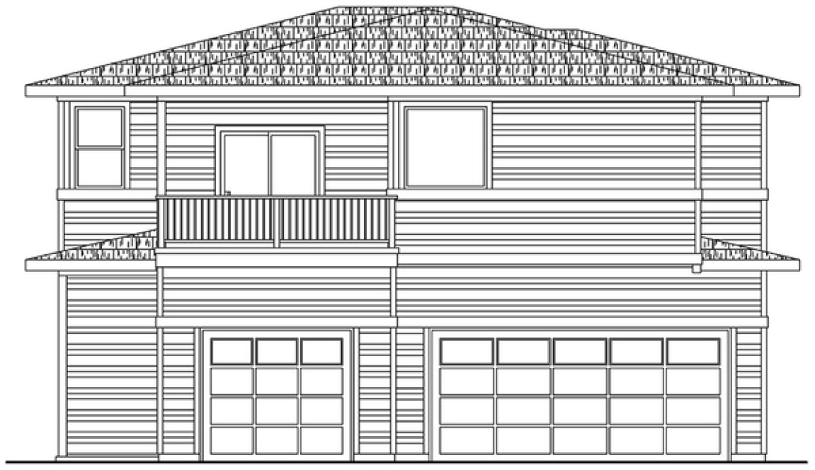 Rear Elevation for House Plan #345632