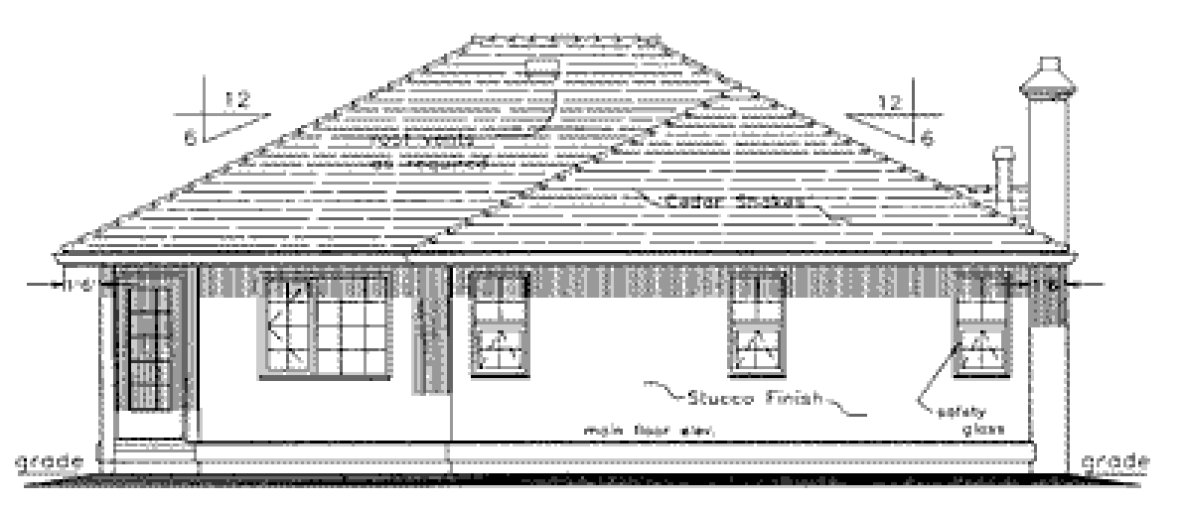 Rear Elevation for House Plan #131219