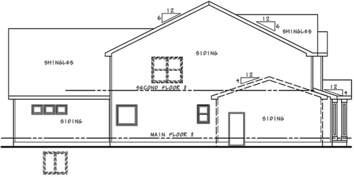 Left Elevation for House Plan #159203