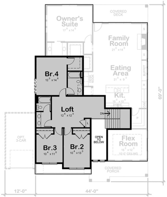 Second Floor Plan for House Plan #159203