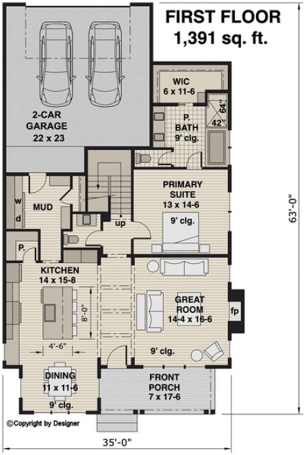 Main Floor Plan for House Plan #282422