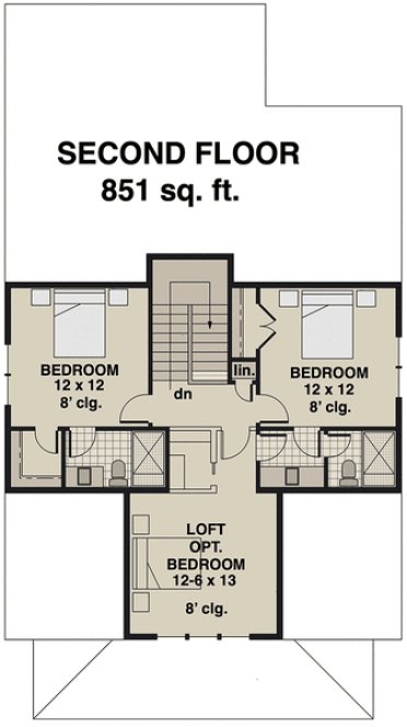 Second Floor Plan for House Plan #282422