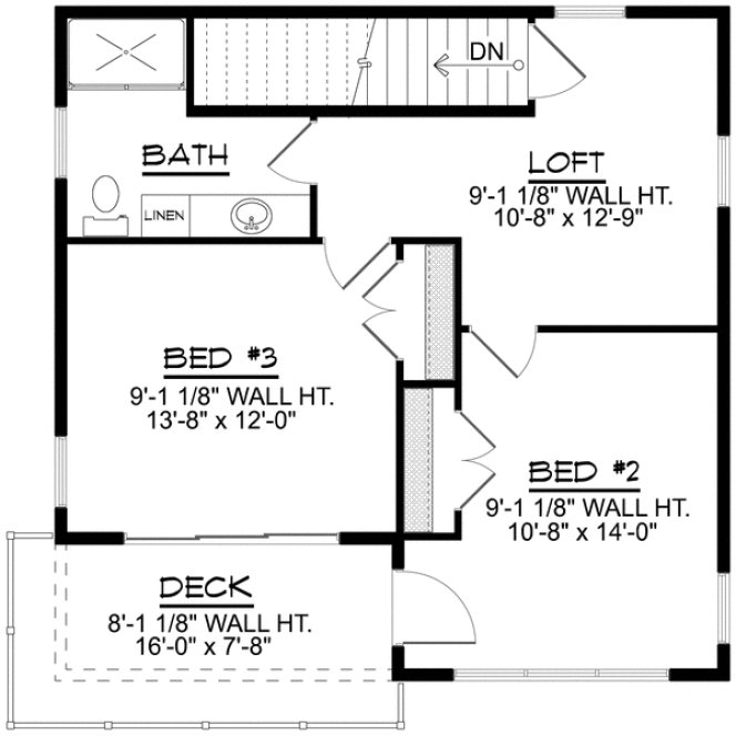 Second Floor Plan for House Plan #751341