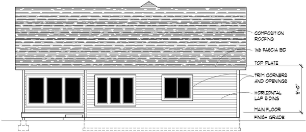 Rear Elevation for House Plan #804821