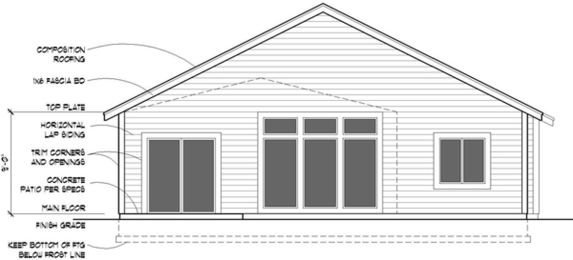 Rear Elevation for House Plan #802921
