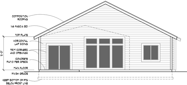 Rear Elevation for House Plan #802921
