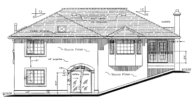 Rear Elevation for House Plan #132219
