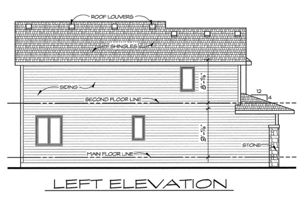 Left Elevation for House Plan #152651