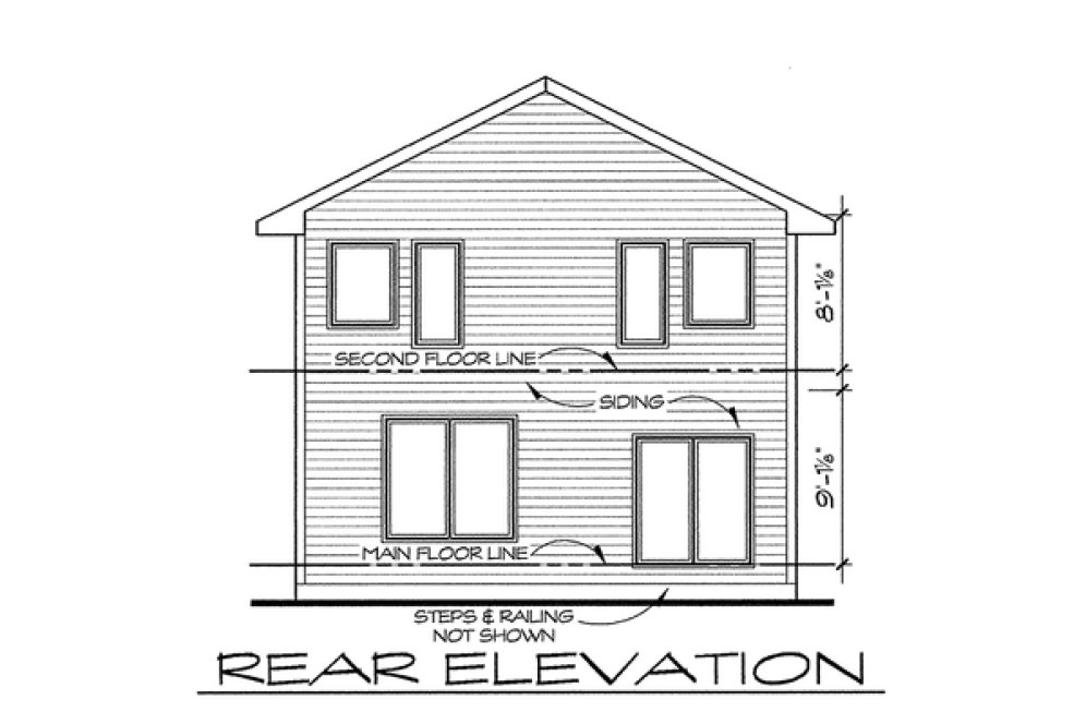 Rear Elevation for House Plan #152651