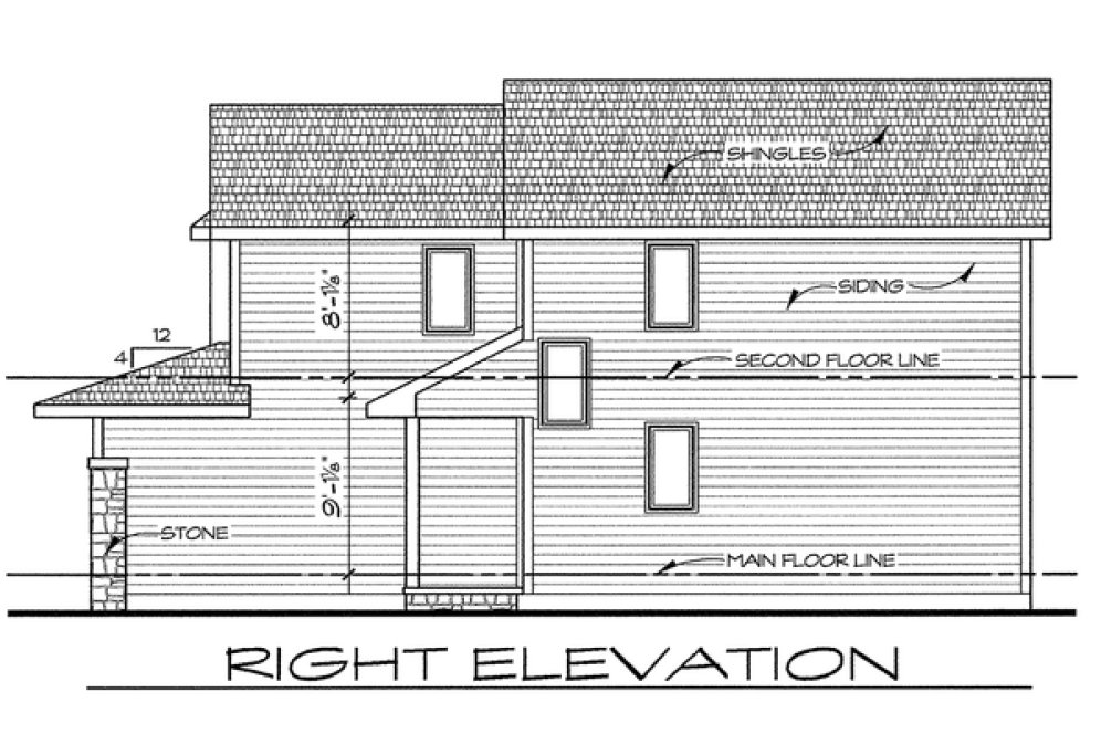 Right Elevation for House Plan #152651