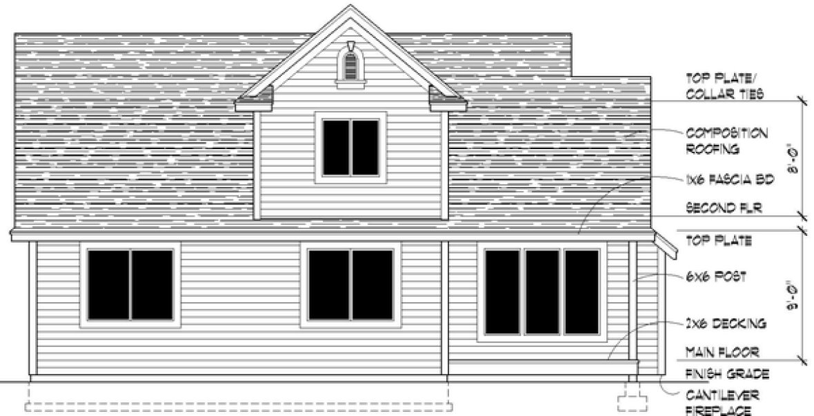 Rear Elevation for House Plan #807971