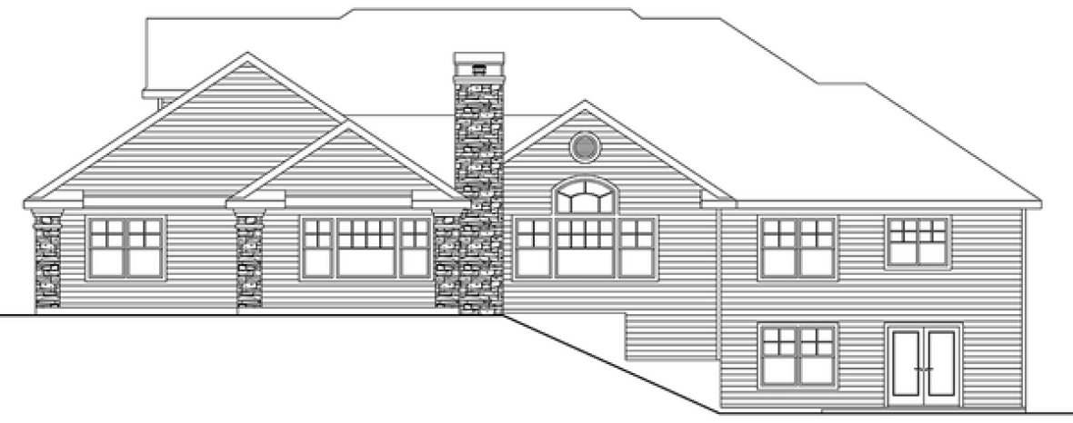 Rear Elevation for House Plan #347553