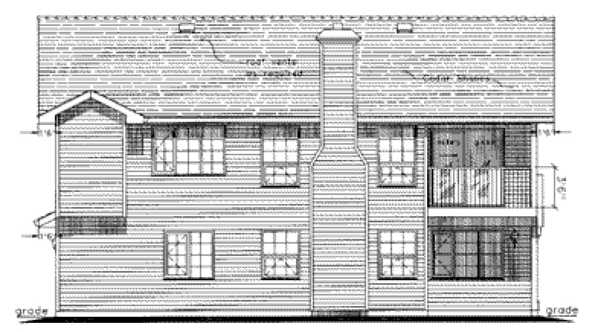 Rear Elevation for House Plan #132319