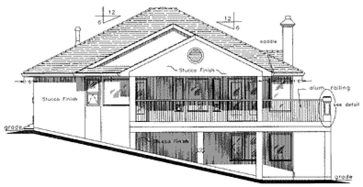 Rear Elevation for House Plan #138319