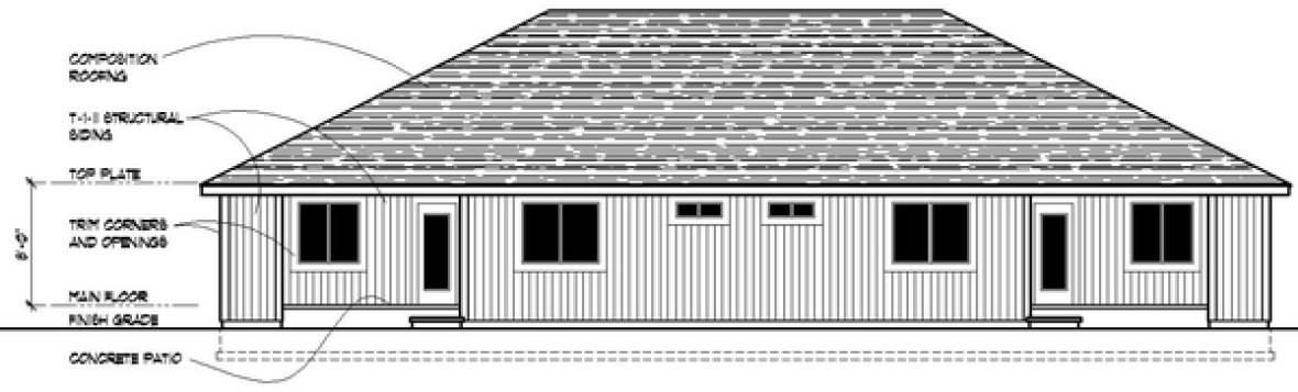 Rear Elevation for House Plan #800202