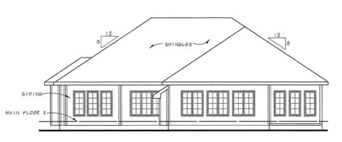 Rear Elevation for House Plan #709981