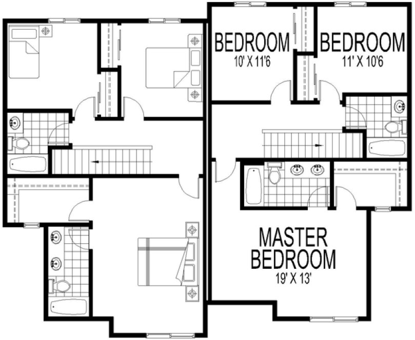 Second Floor Plan for House Plan #808892