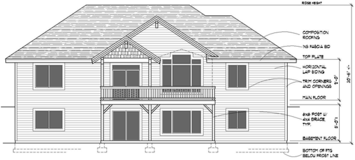 Rear Elevation for House Plan #800751