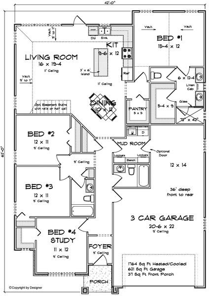 Main Floor Plan for House Plan #244671