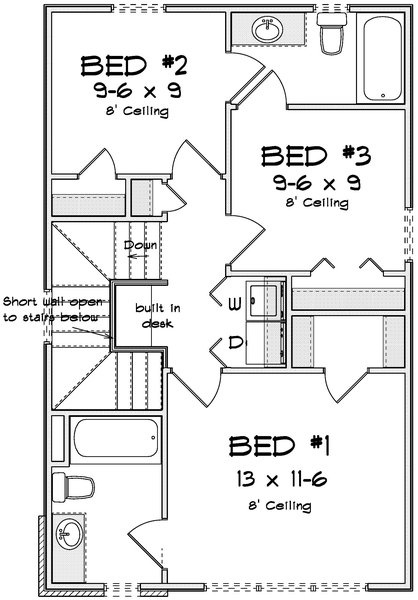 Second Floor Plan for House Plan #240821