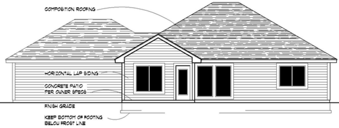 Rear Elevation for House Plan #807021