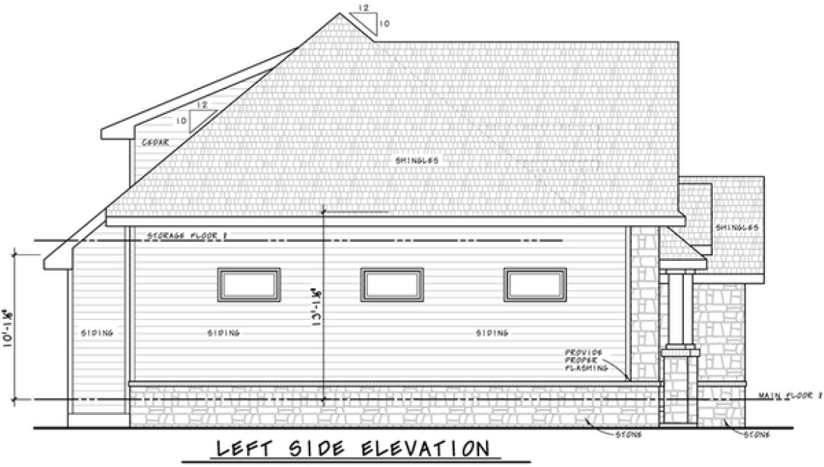 Left Elevation for House Plan #158451