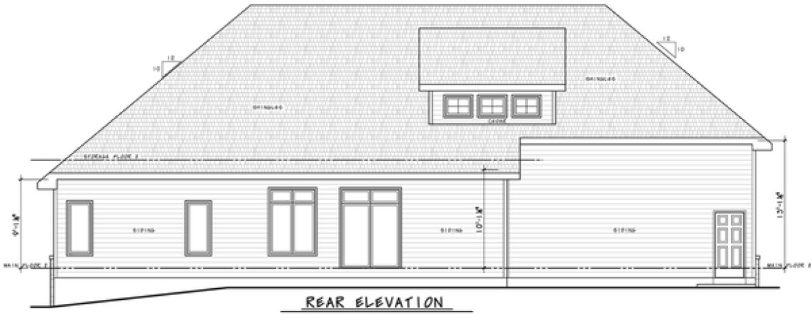 Rear Elevation for House Plan #158451
