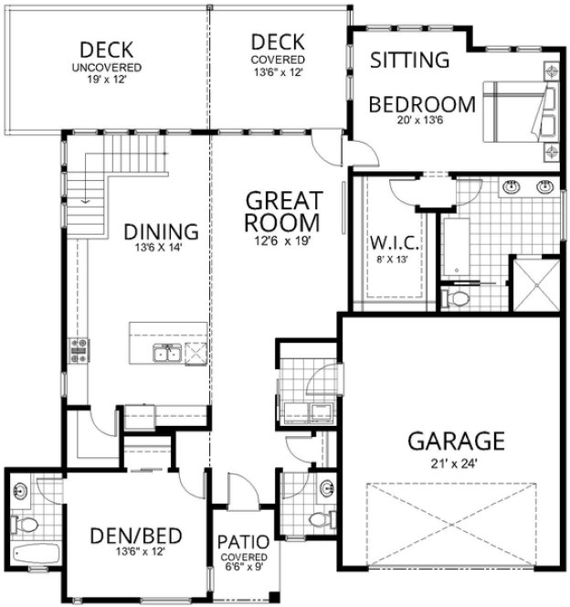 Main Floor Plan for House Plan #800771