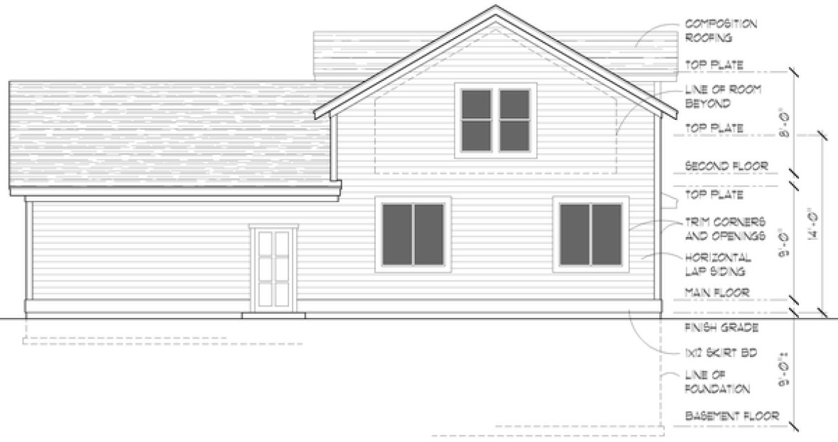 Rear Elevation for House Plan #807661