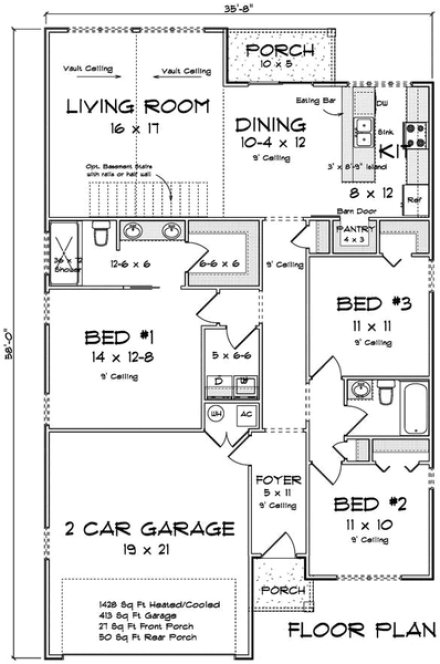 Main Floor Plan for House Plan #248241
