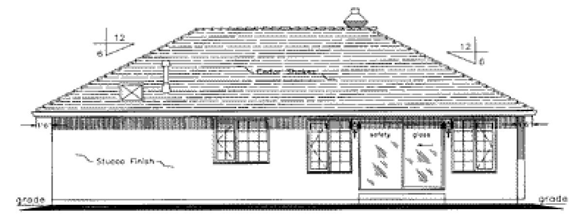 Rear Elevation for House Plan #130419