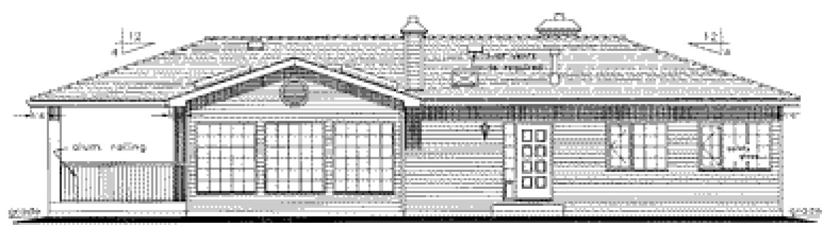 Rear Elevation for House Plan #131419