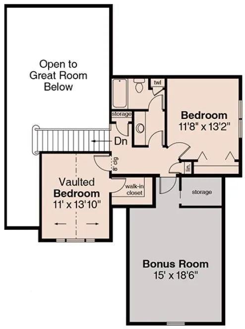 Second Floor Plan for House Plan #348022