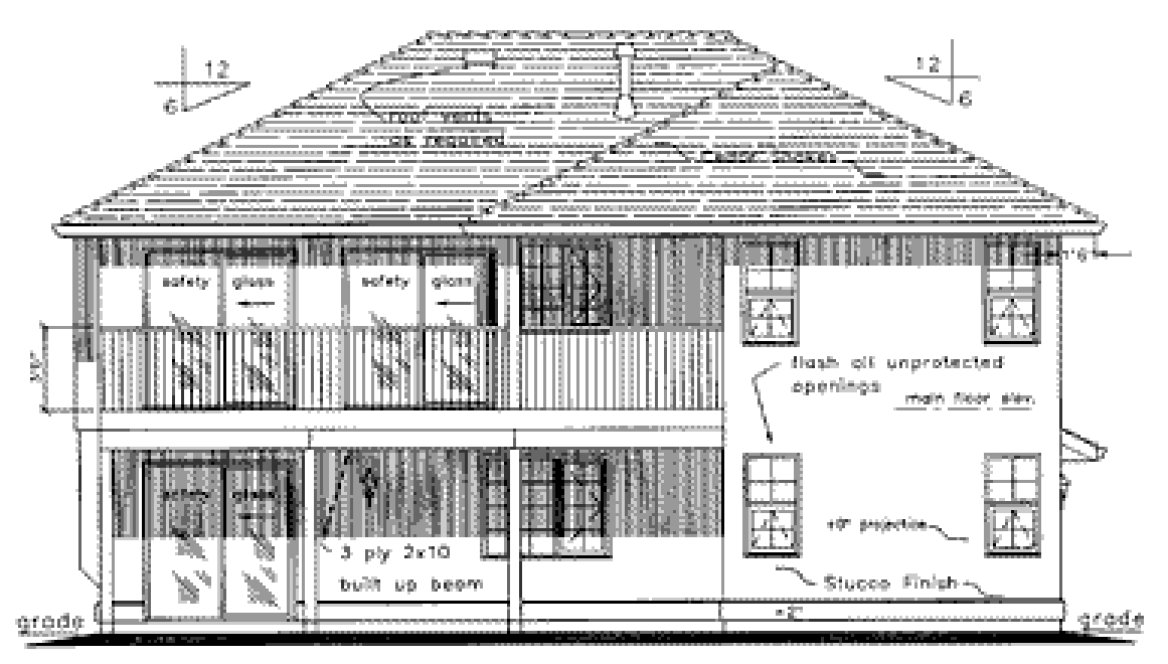 Rear Elevation for House Plan #133419