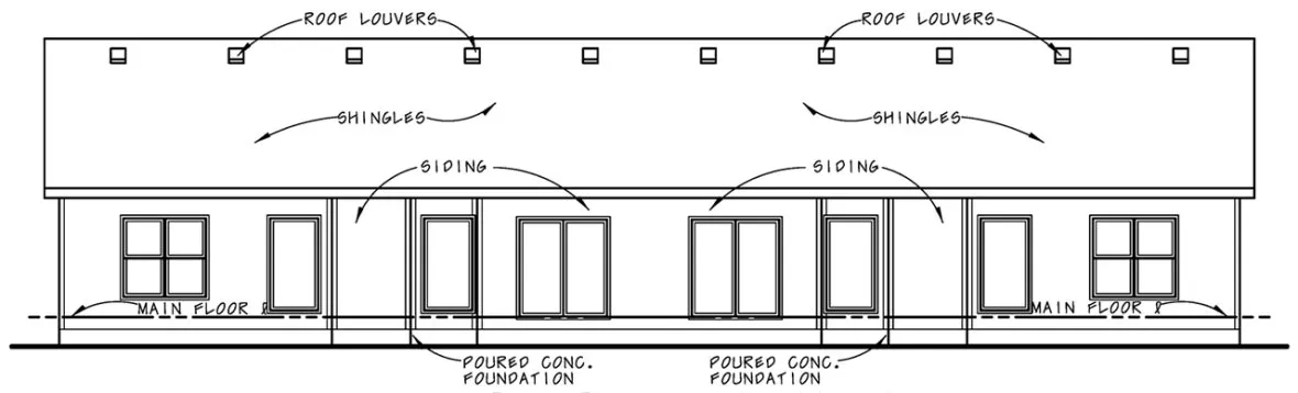 Rear Elevation for House Plan #152652