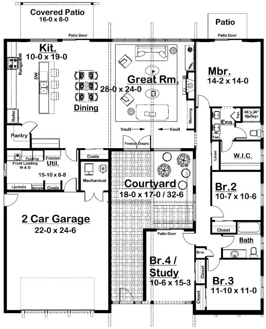 Main Floor Plan for House Plan #203151