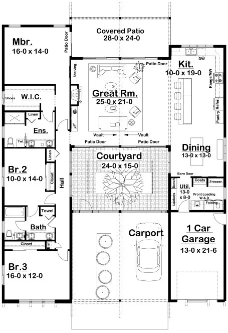 Main Floor Plan for House Plan #203152