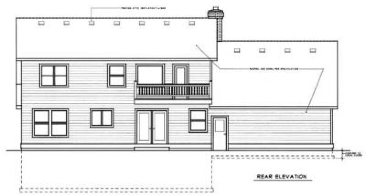 Rear Elevation for House Plan #233027