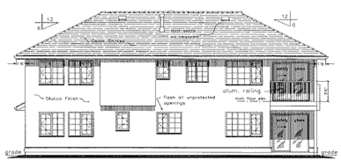 Rear Elevation for House Plan #135419