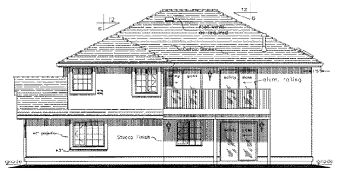 Rear Elevation for House Plan #136419