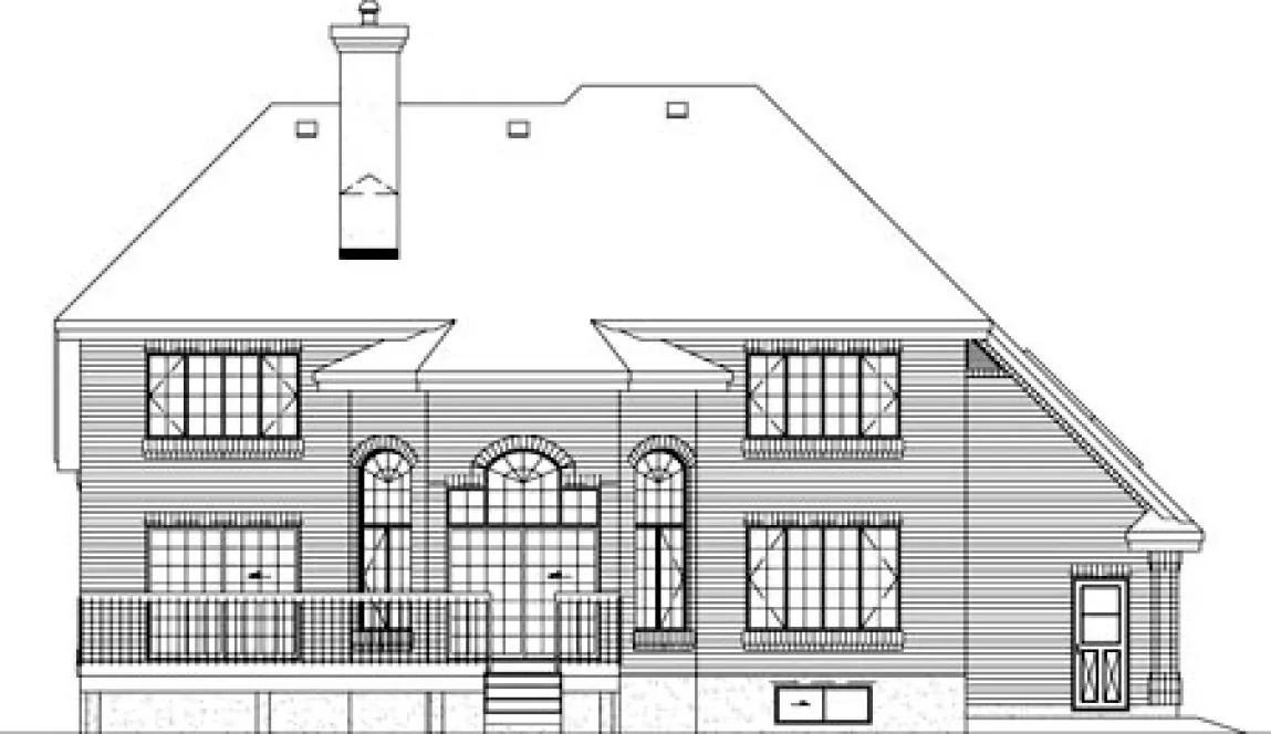 Rear Elevation for House Plan #176444