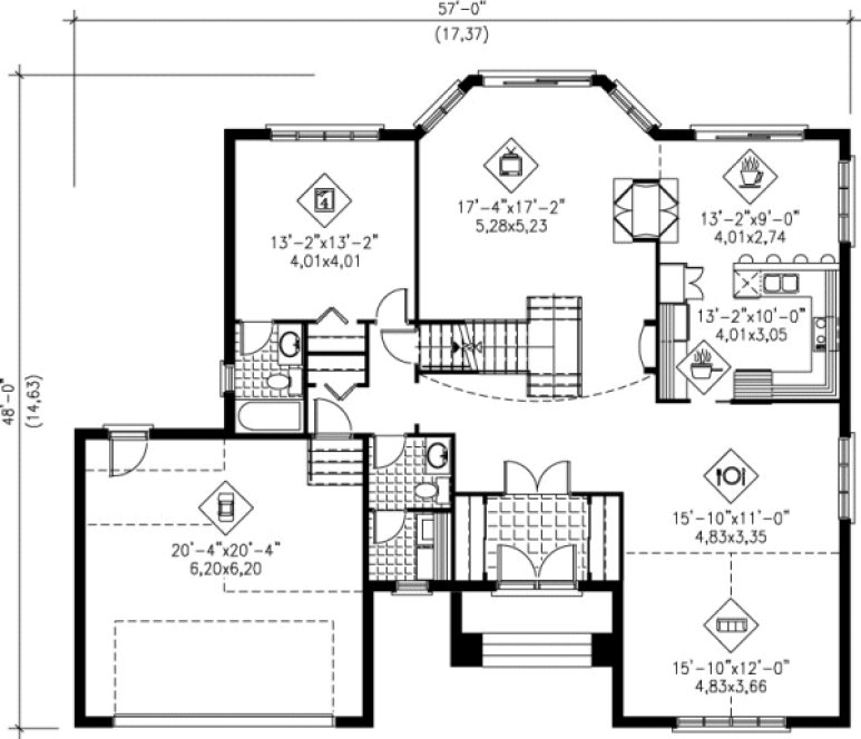 Main Floor Plan for House Plan #176444