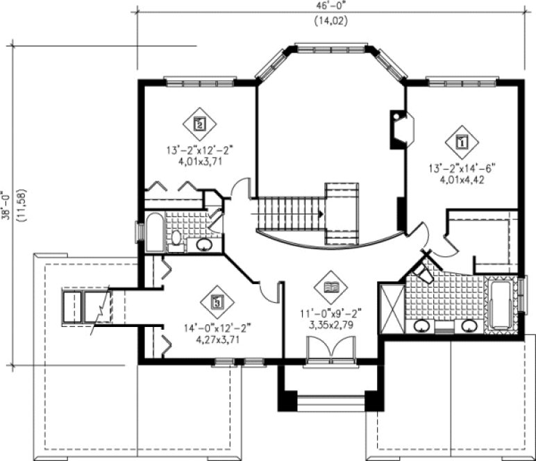 Second Floor Plan for House Plan #176444