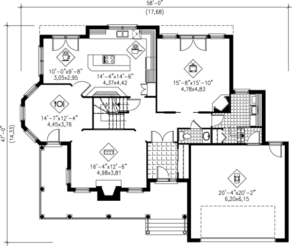 Main Floor Plan for House Plan #177254