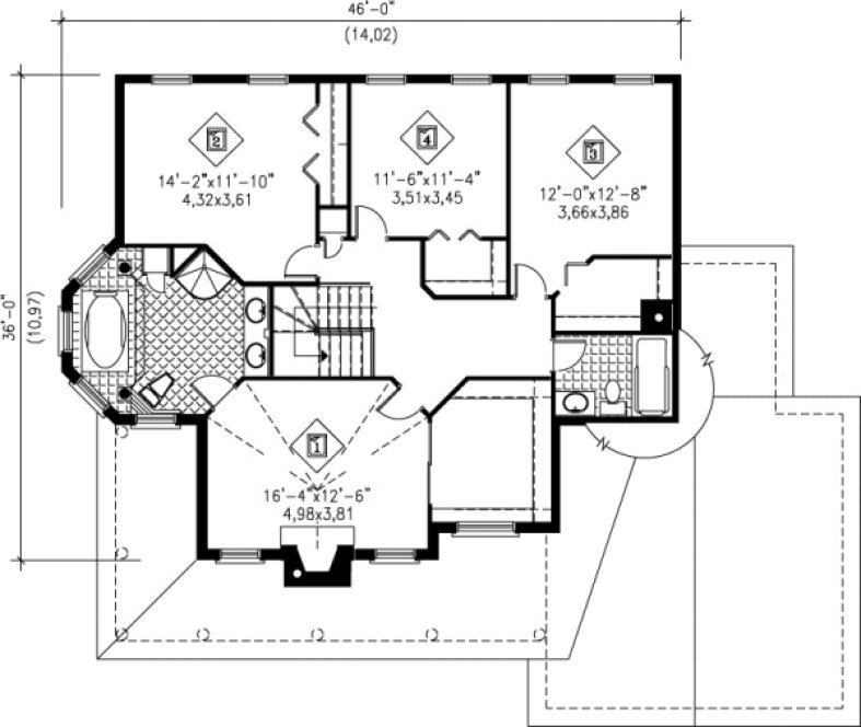 Second Floor Plan for House Plan #177254
