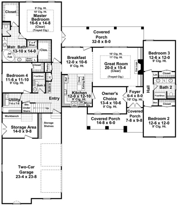 Main Floor Plan for House Plan #210042