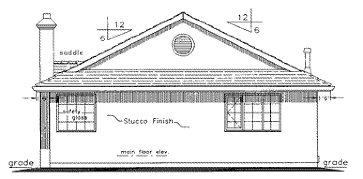 Rear Elevation for House Plan #134719